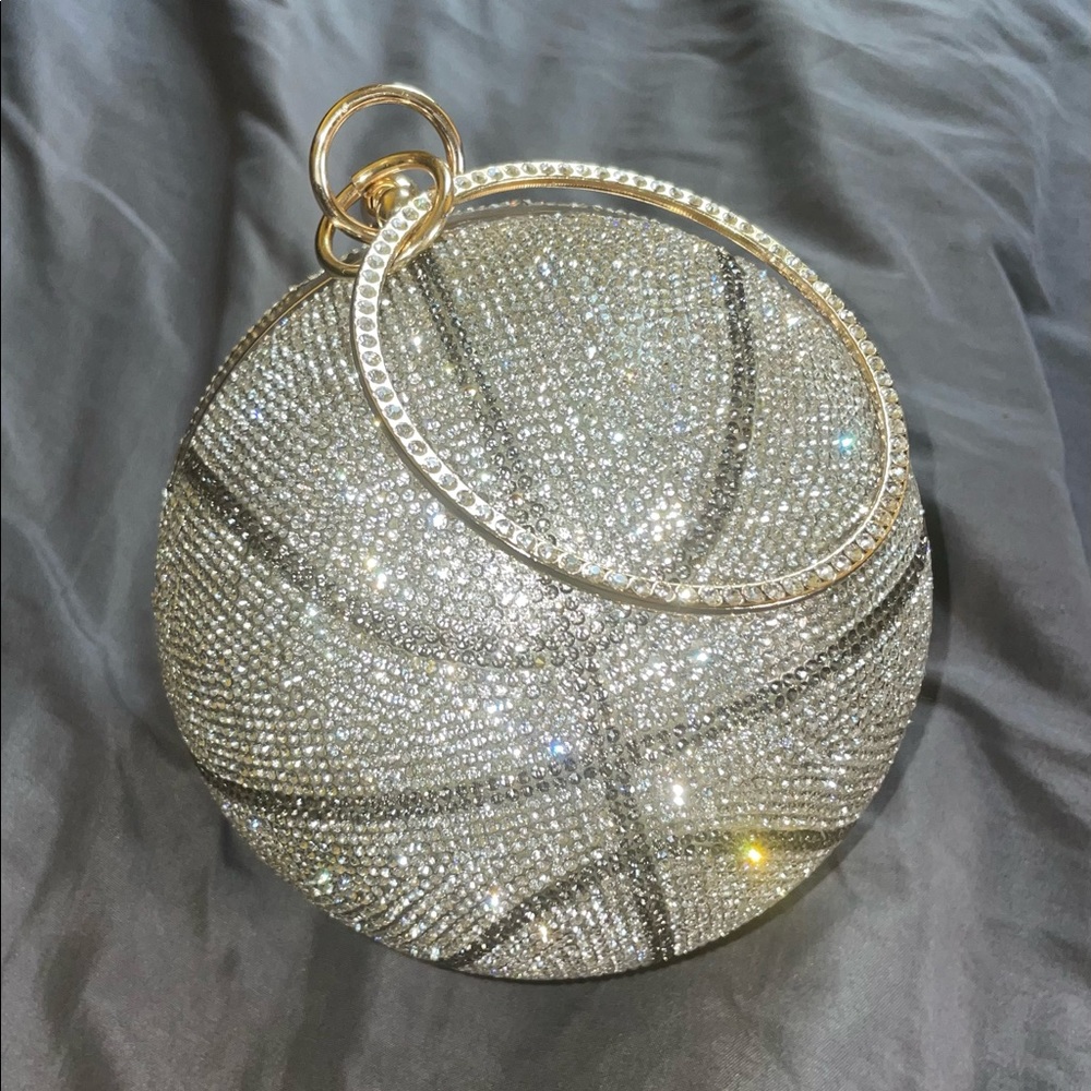 Silver Rhinestone Basketball Bag